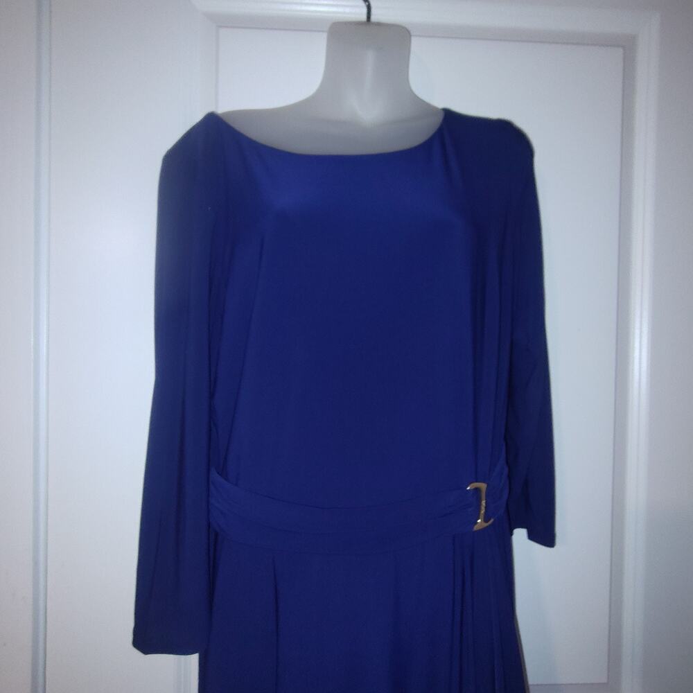 RALPH LAUREN Women's Blue Long Sleeve Boat Neck Dress Size 14 BG13 - Picture 3 of 4